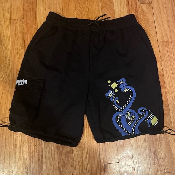 Colombian Artist Streetwear Brand Fourtopus Cargo Drawstring Sweat Shorts Unisex - Picture 10 of 14